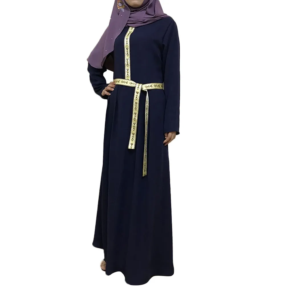 Модное женское платье 2019 абайя турецкое Расшитое бисером одноцветные халаты