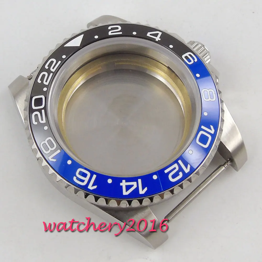 40 мм сапфировое стекло черный и синий керамический ободок Дата часы Чехол