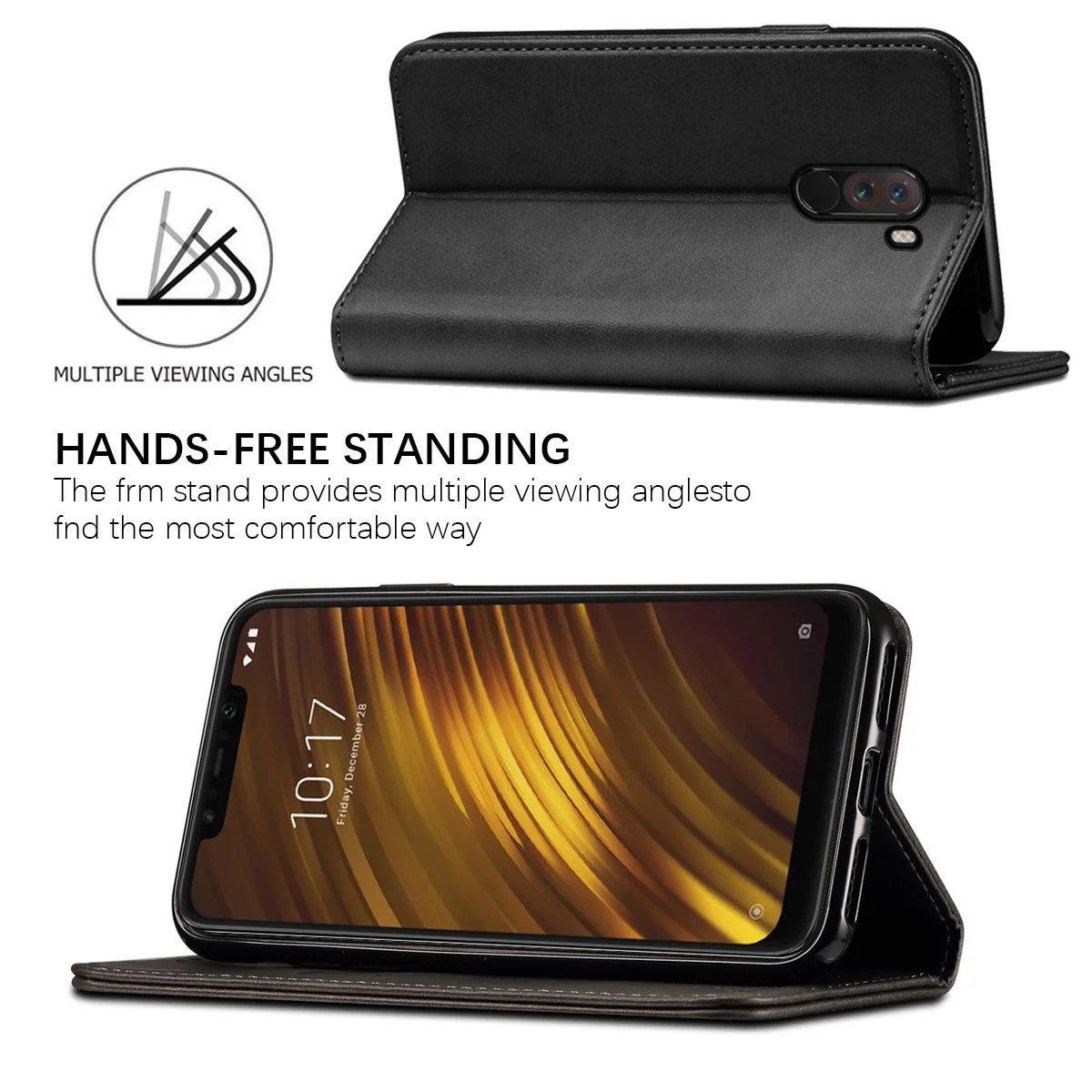 Для глобальной версии Xiaomi POCOPHONE F1 POCO чехол до середины икры зерна из искусственной кожи откидной Чехол-бумажник с подставкой с отделением для карт для Pocophone F1