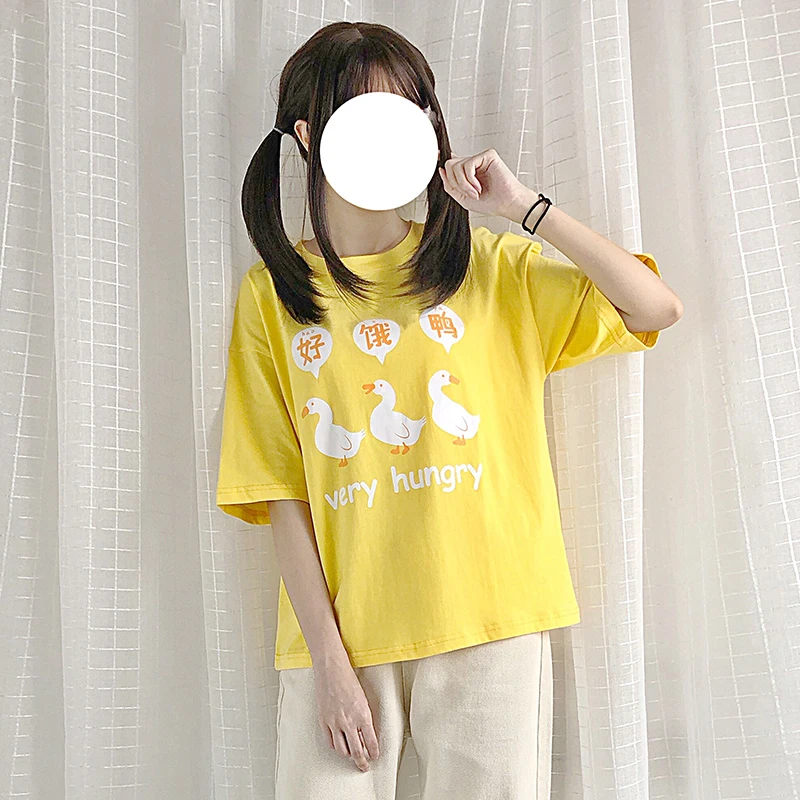 Фото Японский Harajuku короткий рукав на шнуровке футболка с кисточками женские