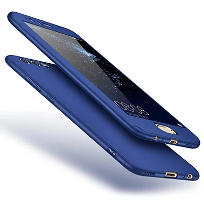 Blue 360 градусов полный чехол для телефона s для huawei P20 P10 Lite P9 Plus Nova 2s 3i Honor 10 9 8 Lite 8x 7x 6x Чехол Жесткий ПК со стеклом - Цвет: Blue