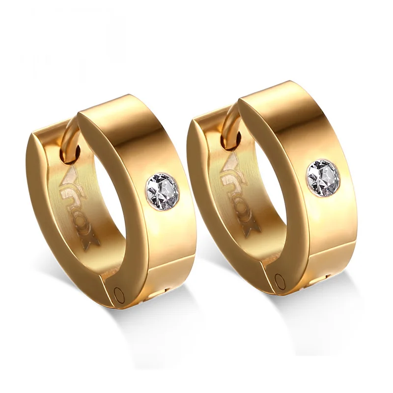 Cute Hoop Earrings for Women / Men Small Stainless Steel Earings Black Silver Blue Gold color | Украшения и аксессуары