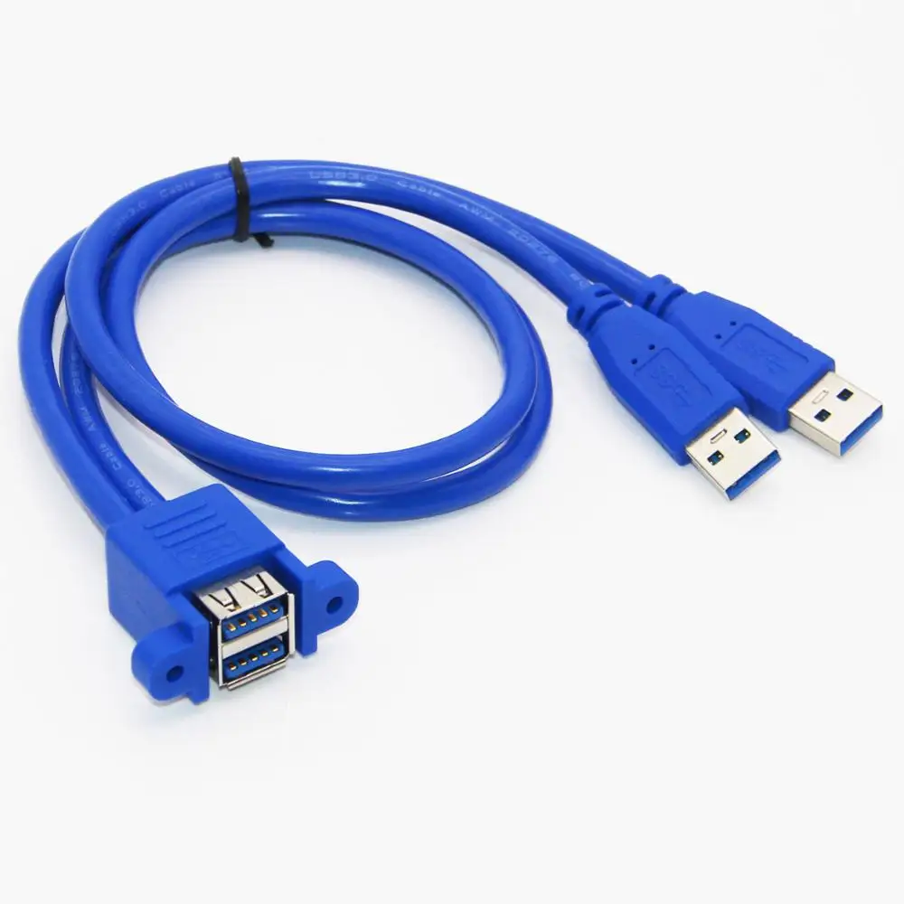 Bochara USB 3,0 удлинитель двойной USB3.0 штекер к двойной USB3.0 Женский с винтовой панелью крепление 50 см