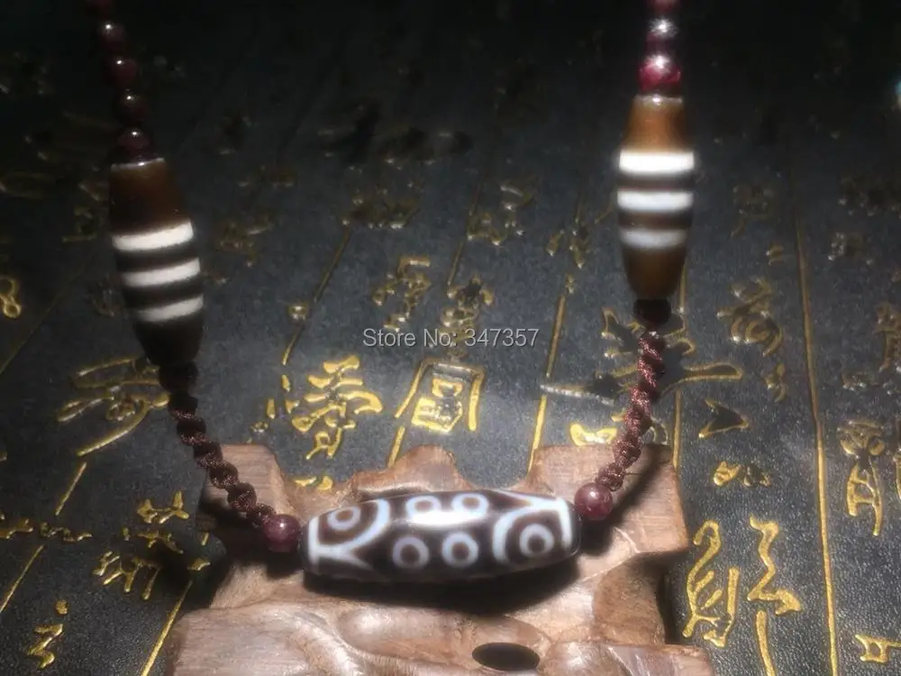 Новый Тибет Агат Дзы 18 глаз 3 линия шарик гранат Бусы вязаные MS ключицы цепи