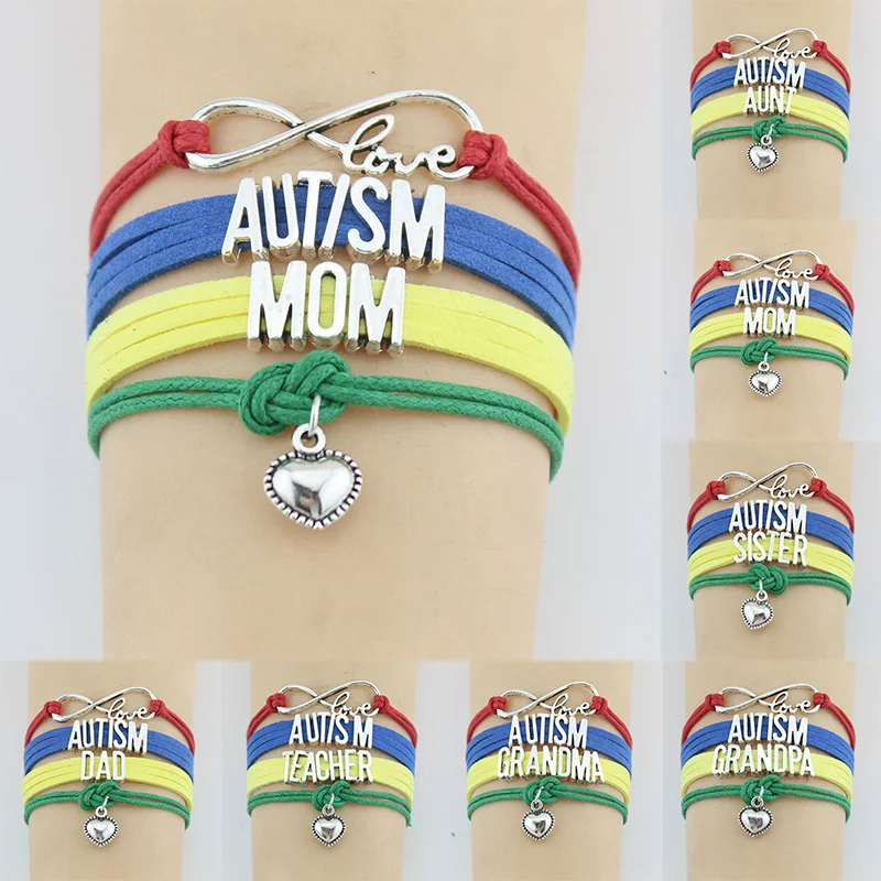 10 шт./лот браслет с подвеской Infinity Love AUTISM для мамы папы сестры тетки учительницы в