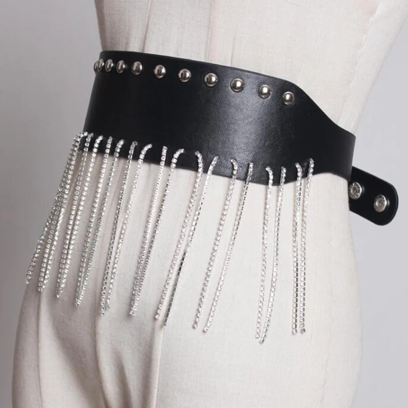 Женский ремень в стиле панк модный серебристый ковбойский с кисточками и