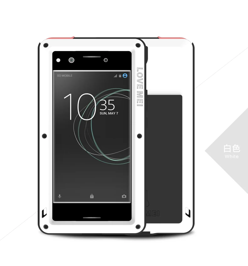 Бренд Love Mei чехол для sony Xperia XZ Премиум Металлический противоударный чехол для телефона sony Xperia XZ Премиум Анти-осенний прочный бронированный чехол - Цвет: Белый