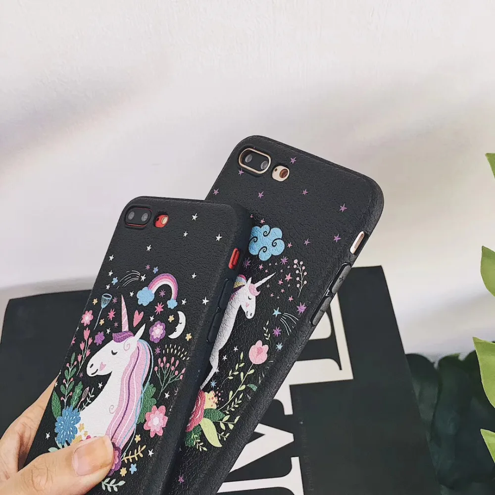 ZMASI Личи Текстура телефон с единорогом чехол для iphone X 6S 6 7 8 плюс мягкий кожаный