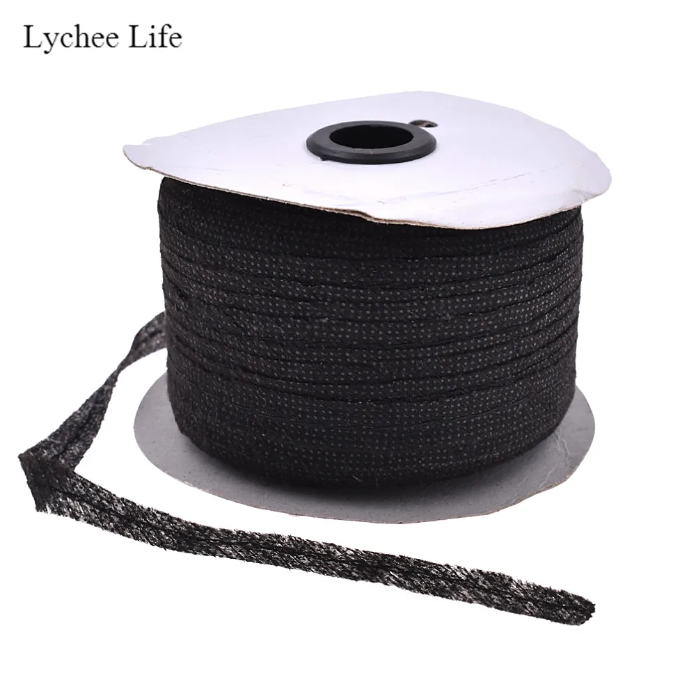 Black Lychee Life 100 метров нетканый материал плавкая односторонняя клейкая лента подкладка ткани для предотвращения трансформации - Цвет: Black