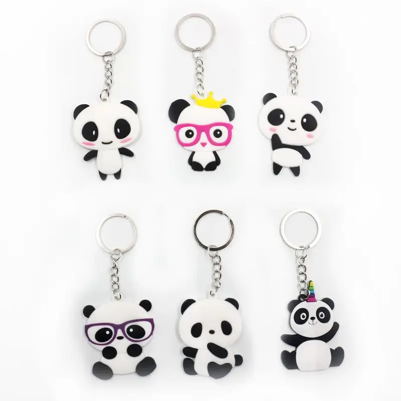 

6pcs Newest Cut Panda Rubber Keychain Baby Shower Birthday Party Decorations Kids Gifts Tropical Jungle Party Decorations Favors