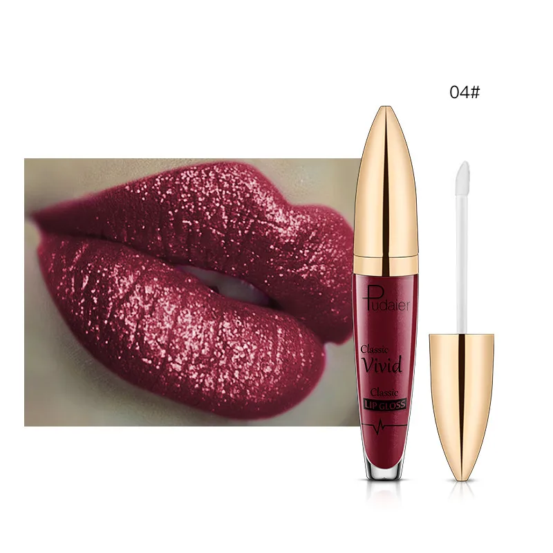 Pudaier 18Colors Glitter Liquid Lipgloss Waterproof Makeup Cosmetics Bright Lip Sense Metallic Matte Pearl Lip Gloss - Цвет: Color 04