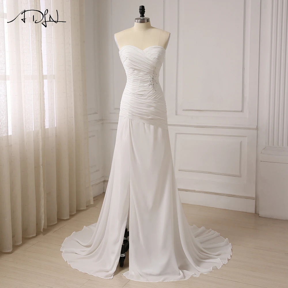 Adln пикантные Свадебные платья Русалочки Милая Шифон Пляж Vestido De Noiva с разрезом на