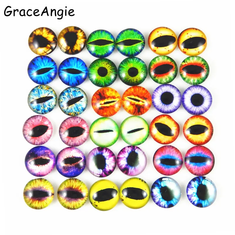 Круглая стеклянная ящерица Дракон GraceAngie 8 мм 50 шт. яркие глаза ручной работы