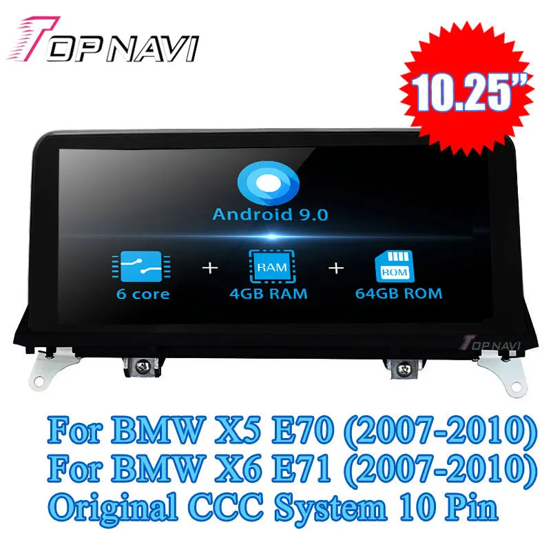 Topnavi Android 9 0 автомобильный радиоприемник GPS Navi для BMW X5 E70 X6 E71 (2007 2010) (2011 2013) 2014) без