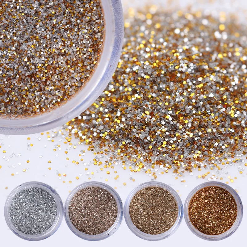 1 коробка серебристый блестящий порошок цвета шампанского для ногтей блестки