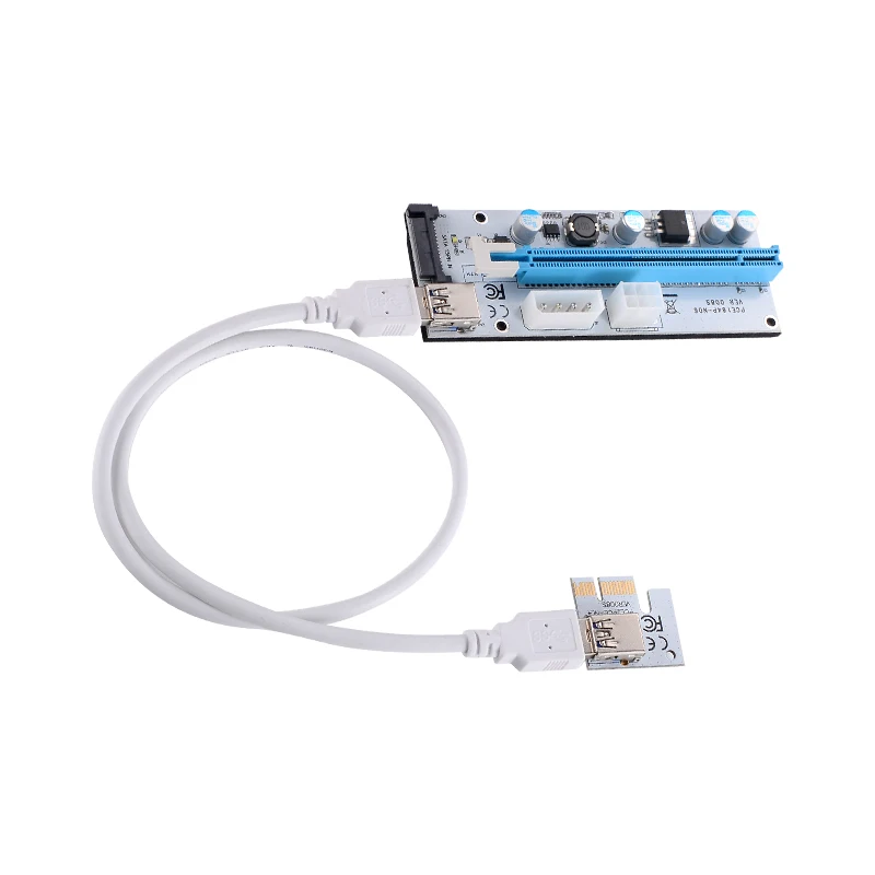 Riser VER008S 3 в 1 Molex 4Pin SATA 6PIN PCIE PCI-E PCI Express Card 1x к 16x USB 0 кабель для майнинга BTC Bitcoin Miner |