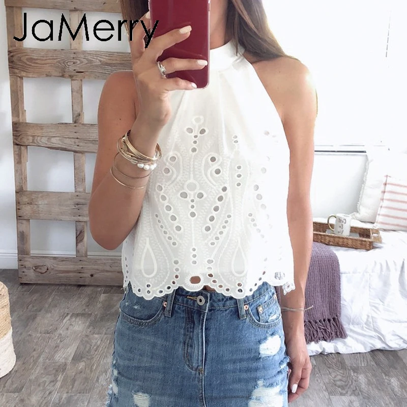 JaMerry/Винтажные Женские топы с воротником-стойкой повседневные уличные летние