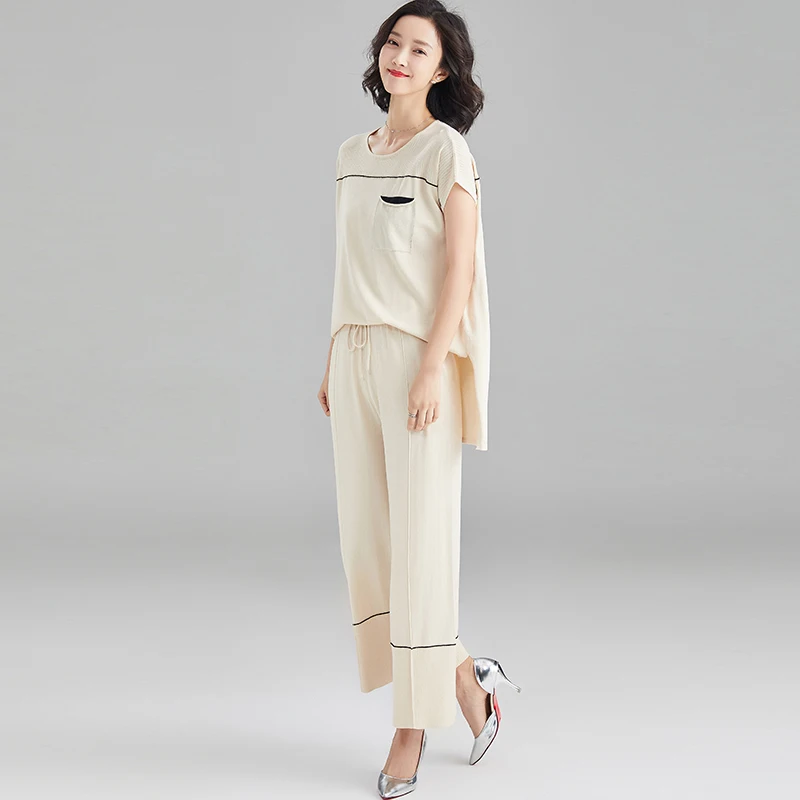 Женский Повседневный комплект из 2 предметов футболка с короткими рукавами и