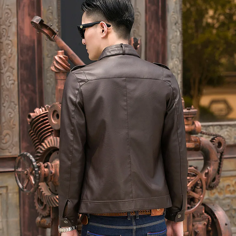 2018 новые весенние Стенд воротник jaqueta de couro masculino мода Slim Fit методы Pelle Uomo|Куртки из