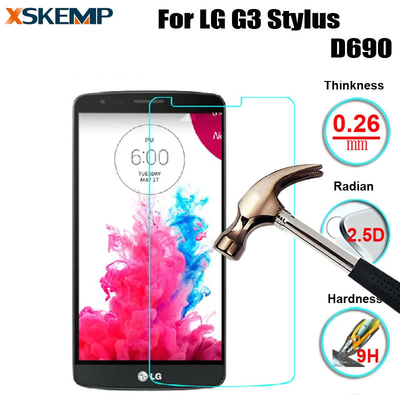 Ультрапрозрачная защитная пленка из закаленного стекла 9H 0 26 мм для LG G3 Stylus D690 D693 +