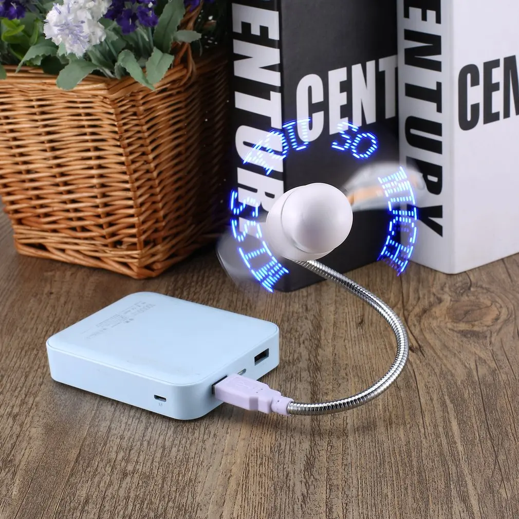 USB светодиодный вентилятор-часы USB-Powered портативный вентилятор светодиодный программируемый вентилятор для сообщений мини-вентилятор для ноутбука и ПК