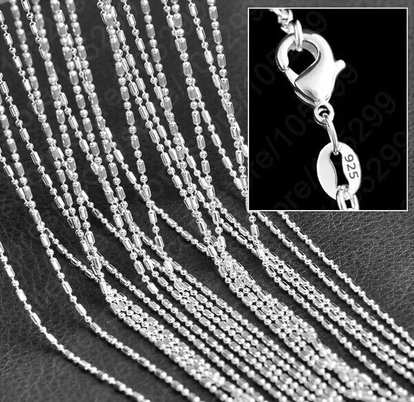 925silver plated 100pcs bamboo chain necklace for engagement length 16-30 inch new cheap beads necklace chains wholesale