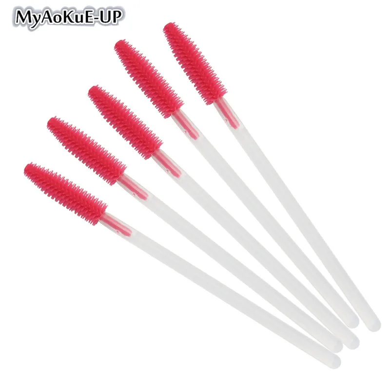Tran dark pink Косметический 250 шт ресницы кисти тушь для ресниц Палочки Силиконовые брови кисти для наращивания ресниц палочка аппликатор макияж кисти инструмент - Handle Color: Tran dark pink