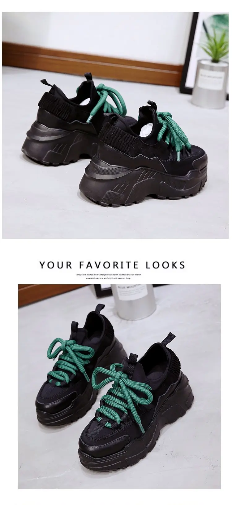 BomKinta/мужские кроссовки; обувь для папы на массивной танкетке; популярная пара в стиле Харадзюку; сетчатые кроссовки унисекс из флока на шнуровке; брендовая мужская обувь
