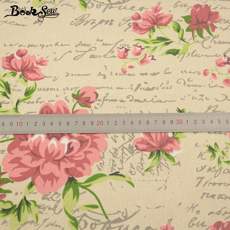 Домашний текстиль хлопчатобумажная льняная ткань с принтом темно розовый цветок