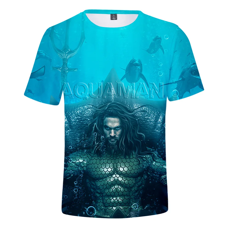 Aquaman серия Повседневная свободная Мужская футболка большого размера летняя с