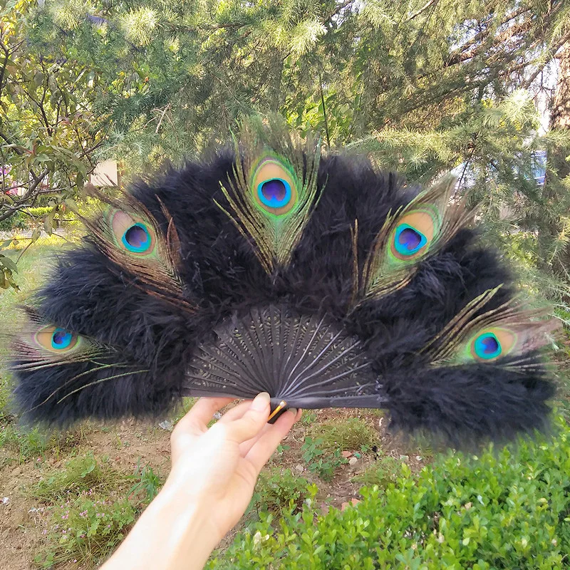 2 шт./партия из страусиных перьев складной вечерние Танцы веера свадьба день для