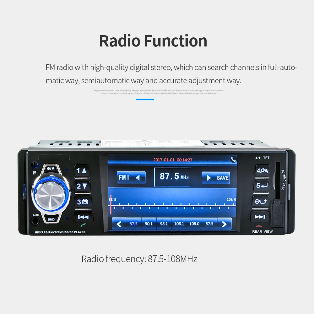 2018 Новый 4.1 дюймов 1 DIN HD экран Car Audio Mp3 Mp5 12 В стерео видео Поддержка USB FM TF AUX