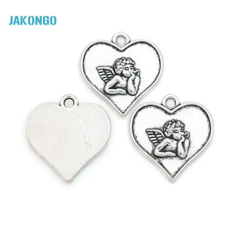 JAKONGO античное серебро/бронзовое покрытие Cupid Love Angel Heart Charms DIY Подвески ручной