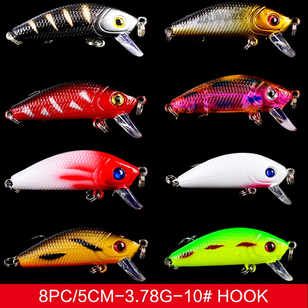 

New Set 43-50pcs/lot Mix Fishing Bait Set 6 different kinds of baits Fishing Tackle Minnow Crank Lures Fishing Lure Set