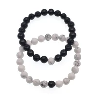 2pcs couples distance bracelet with 100 natural stone white and black yin yang bracelets for men women best friend