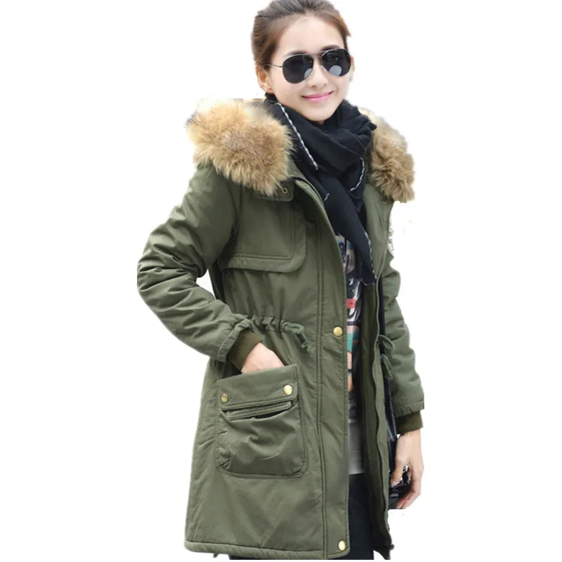 1223 army green MECEBOM Модные осенние теплые зимние куртки для женщин меховой воротник Длинная парка размера плюс 4xl Повседневная Хлопковая женская верхняя одежда парка 1223c - Цвет: 1223 army green