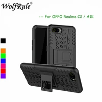 wolfrule case realme c2 cover dual layer armor silicone back case for oppo realme c2 phone holder stand shell rmx1941 shell 6 1