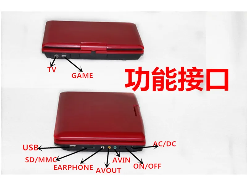 9,8 дюймовый портативный dvd-плеер с tv/SD/USB Home EVD, DVD VCD, MP3/MP4 плеер RM RMVB VOB, MPG, MPEG1, MPEG2, MPEG4, DIVX MP3, WMA JPEG
