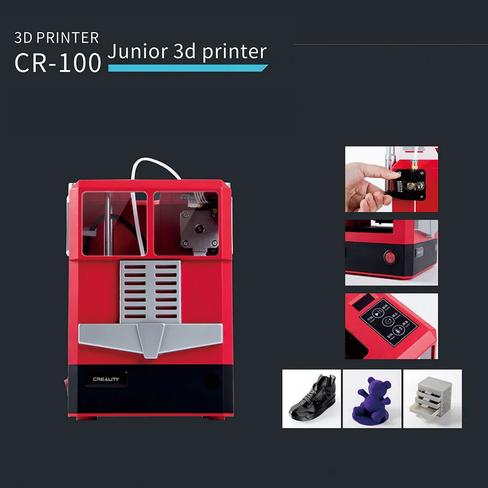 Creality 3D CR-100 компактный размер настольный 3d принтер Полностью Собранный 100*100*80 мм размер печати автоматическое выравнивание с пультом дистанционного управления