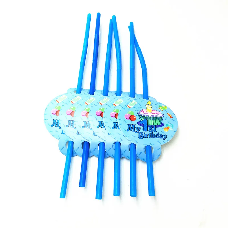 10 шт./лот товары для первого дня рождения мальчиков одноразовые соломинки