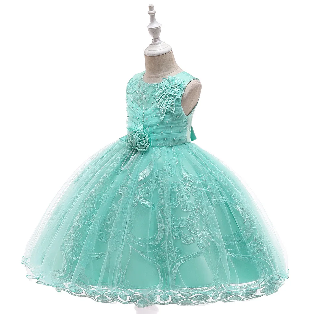 2019 New One Piece Dress Kids Clothing Gown Evening for Baby Girl Children Lace Dresses Patterns Floral Maxi Blue | Детская одежда и