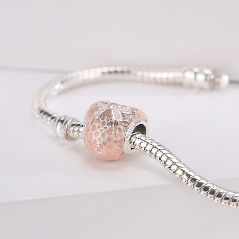 Yabel элегантный сердце с бантиком из бисера Розовый Посеребренная Браслет Fit