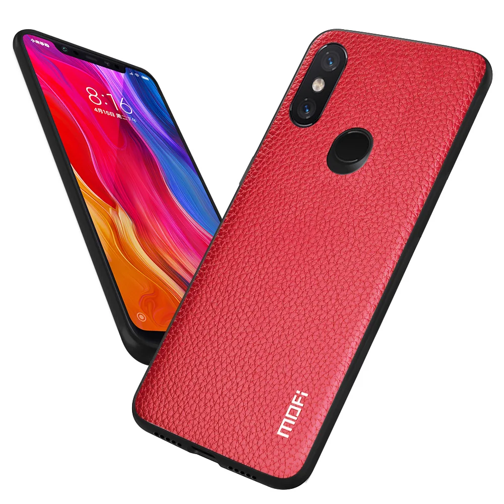 MOFi чехол для телефона для Xiaomi mi 8 задняя крышка для Xio mi 8 корпус из искусственной кожи чехол для mi 8 личи встроенный Coque, роскошный Капа