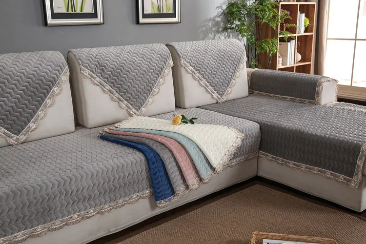 Winter Thicken Plush Sofa Cover Cushion Simple Modern Living Room Pure Color Couch Cover Sofa Towel Home Decoration