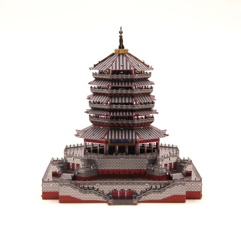 Microworld 3D металлическая головоломка, многоцветная башня Leifeng, сделай сам, лазерная резка, пазл, модель, подарки для взрослых, развивающие игрушки, декор для рабочего стола - Цвет: Многоцветный