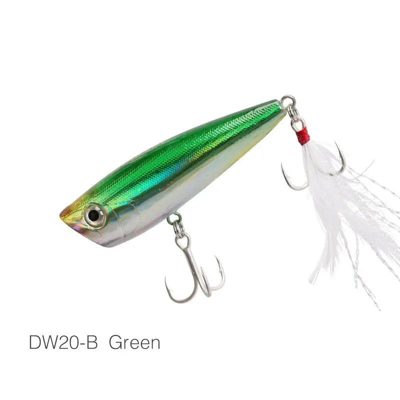 DW20-B TSURINOYA для рыбалки приманки DW20 Topwater жесткий Поппер приманки и головной повязкой с пером тройными крючками 60 мм 7,0 г искусственный карандаш воблеры Crankbait - Цвет: DW20-B
