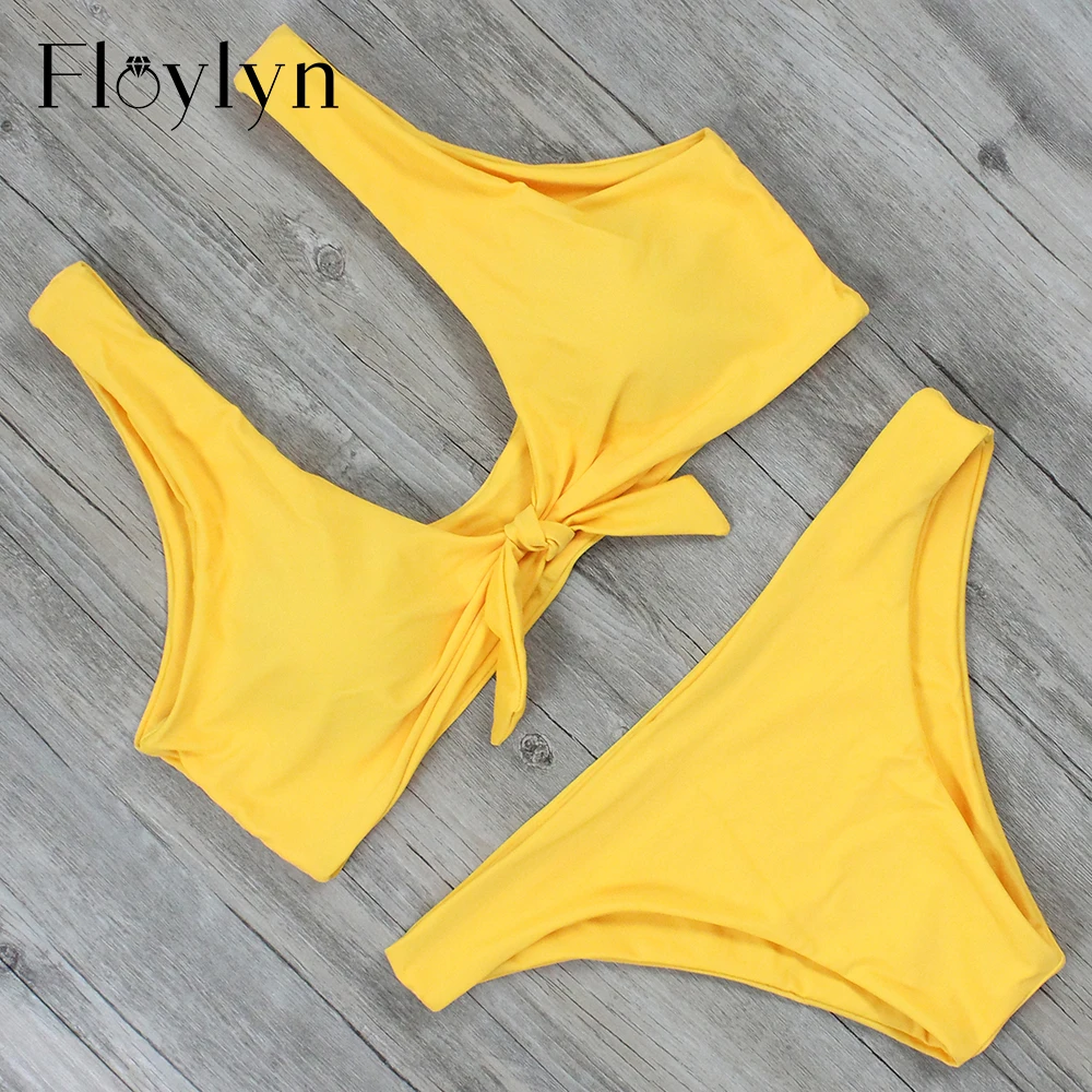 Однотонное бикини Floylyn 2017 женский купальник бразильский комплект пляжная одежда