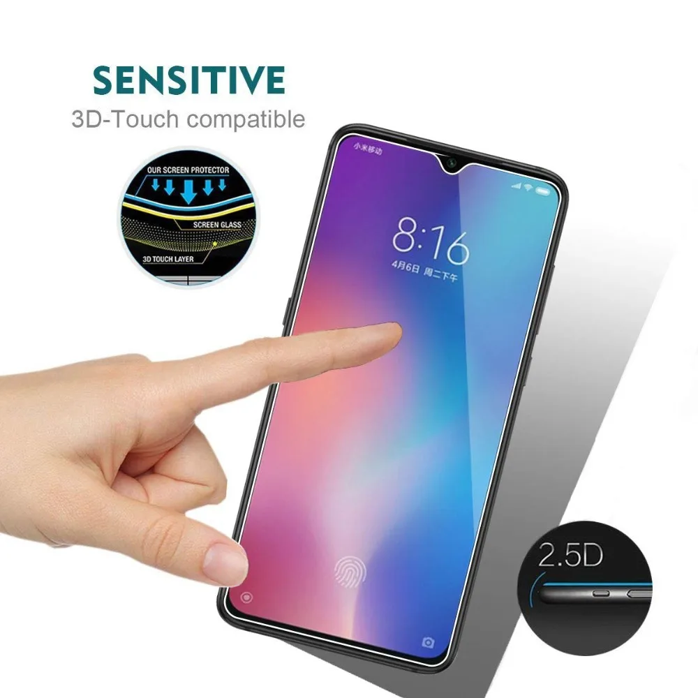 3 шт. Защитное стекло для Xiaomi Mi9 Mi8 SE Mi Mix Max3 Lite Защитная пленка экрана Redmi 6A 6 Pro 7 Note7