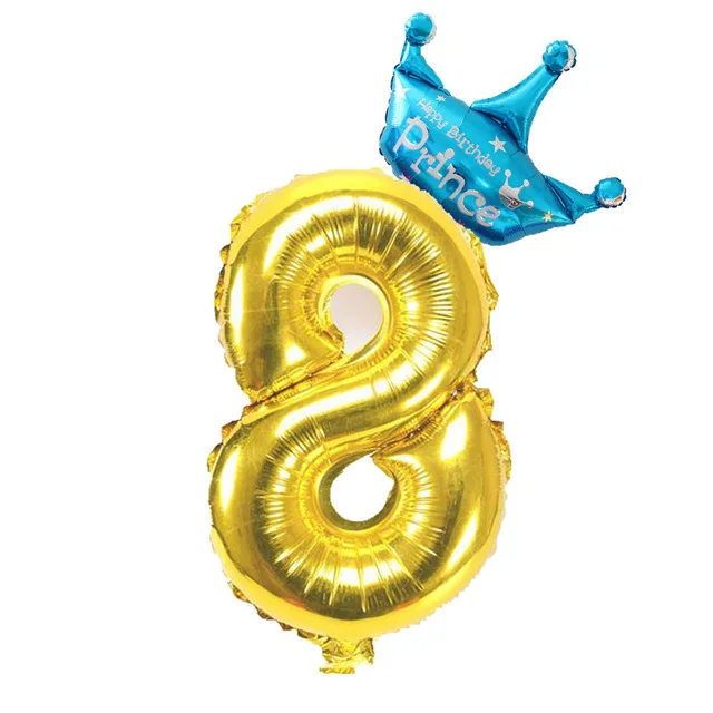 Blue 8 1 компл. 32 дюймов Корона цифры фольга золото и серебро Количество шар поплавок надувные шары День рождения Свадебные украшения Поставки - Цвет: Blue 8