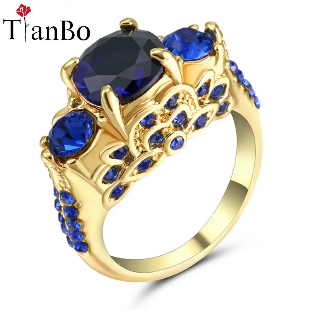 Очаровательные ювелирные изделия TianBo мужские и женские синие/прозрачные кольца